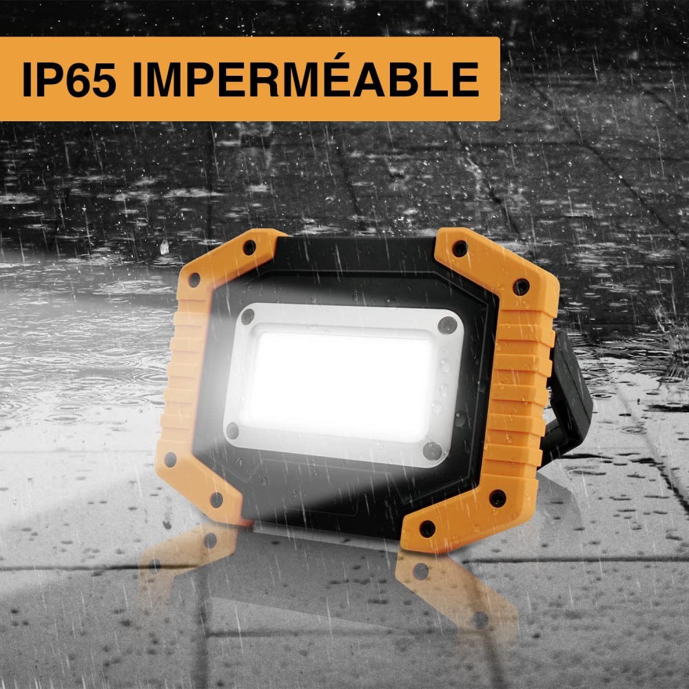 Faretto a LED ricaricabile USB da 30 W Faretto per illuminazione portatile, Lampada con rotazione a 360° impermeabile IP65