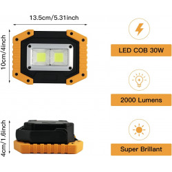Proyector de iluminación portátil con proyector LED recargable USB de 30 W, lámpara de rotación de 360 ​​° a prueba de agua IP65