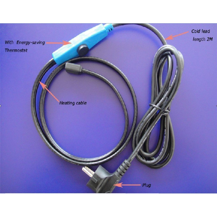 Anticongelante cable eléctrico cable de 2m shpt-2m tubo de calefacción con termostato manguera de agua jr international - 4