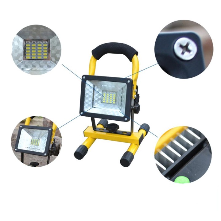 Proyector de iluminación portátil con proyector LED recargable USB de 30 W, lámpara de rotación de 360 ​​° a prueba de agua IP65