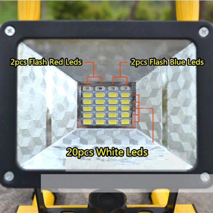 Proyector de iluminación portátil con proyector LED recargable USB de 30 W, lámpara de rotación de 360 ​​° a prueba de agua IP65