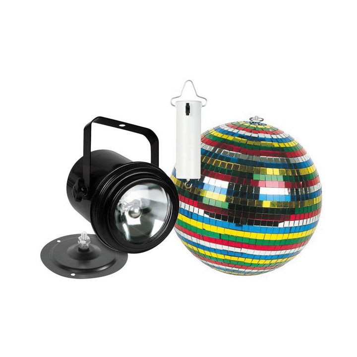 Juego de iluminación disco foco par36, bola de espejos (ø 15cm) con motor dc