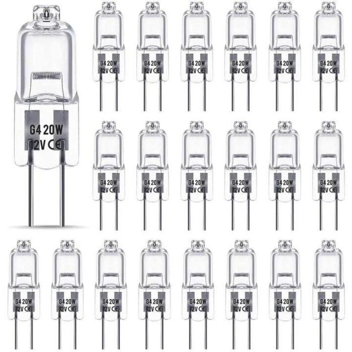 10 lampadina g4 12v 20w bianco caldo alogene illuminazione luce linea 3000h jc capsula