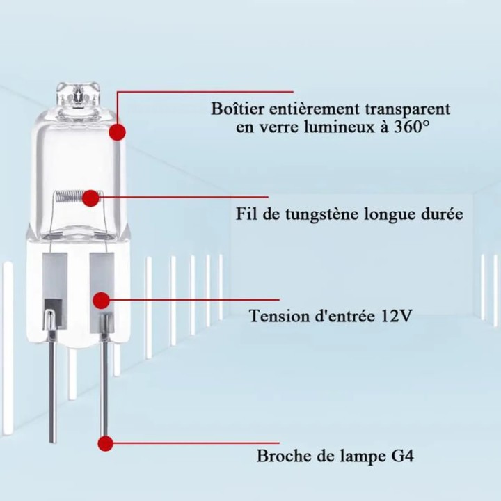 10 bombilla g4 12v 20w blanco caliente 3000h iluminacion luz halogeno linea capsula jc