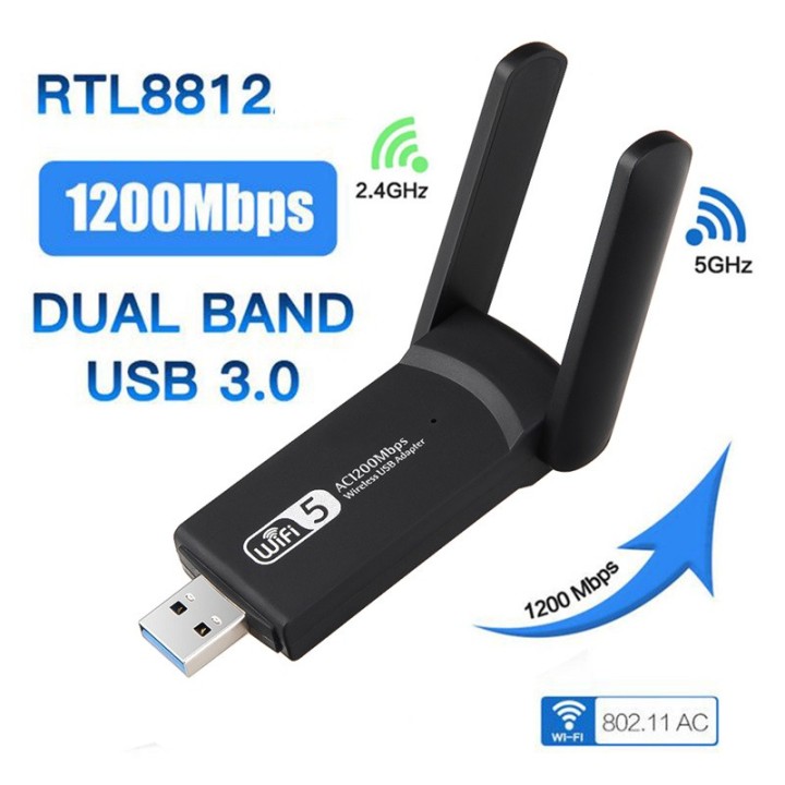 Adaptateur WiFi Dongle WiFi USB 3.0 Doppelband Bluetooth Empfangsantennen 5dBi für tragbare Ordinate