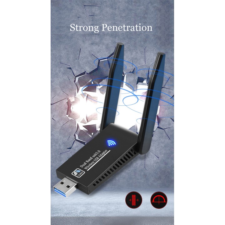 Adaptateur WiFi Dongle WiFi USB 3.0 Doppelband Bluetooth Empfangsantennen 5dBi für tragbare Ordinate