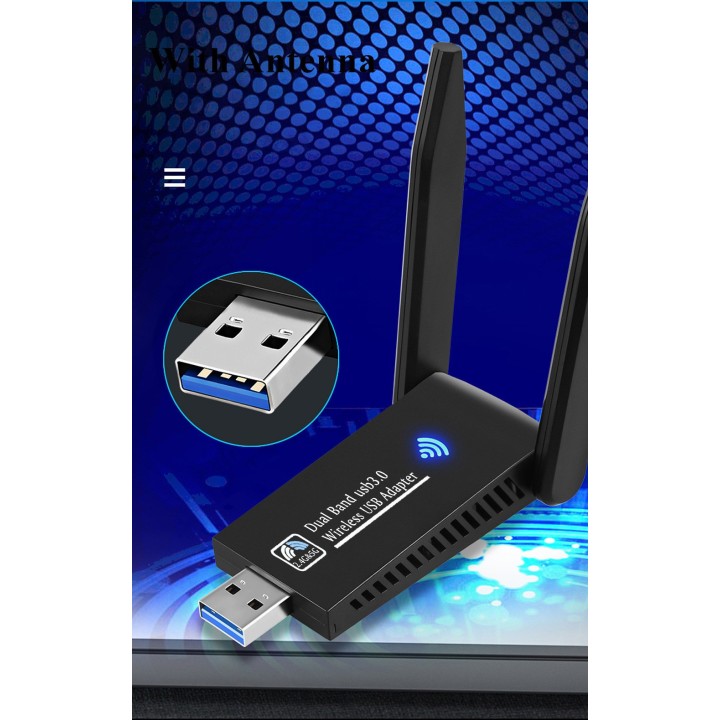 Adaptateur WiFi Dongle WiFi USB 3.0 Doppelband Bluetooth Empfangsantennen 5dBi für tragbare Ordinate