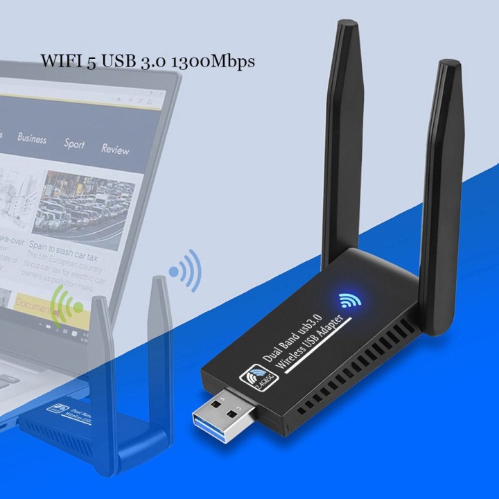 WiFi Adapter WiFi Dongle USB 3.0 Dual Band Bluetooth Receiver 5dBi Antenna fComputer Laptop