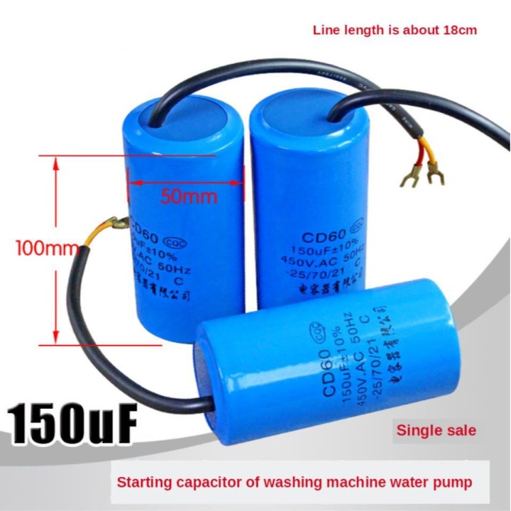 Elektrostartkondensator cd60 150 uF 150 mF 150 UF mf 450 V FIL Motorstartklemme