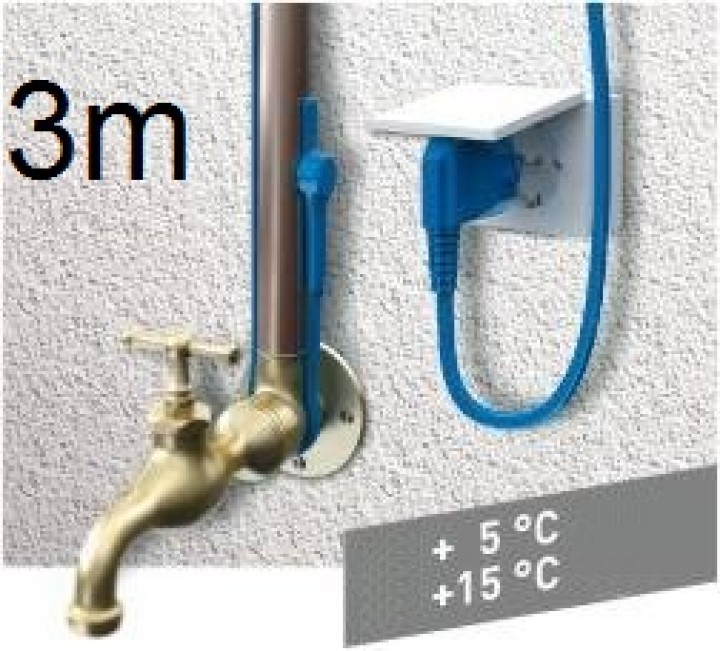 3m antifreeze electric heating cable cord aquacable-3 pipe frost protection with water hose thermostat jr international - 1
