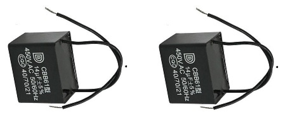 2 x CBB61 14uF 500V AC rectángulo no polar de funcionamiento del motor del condensador