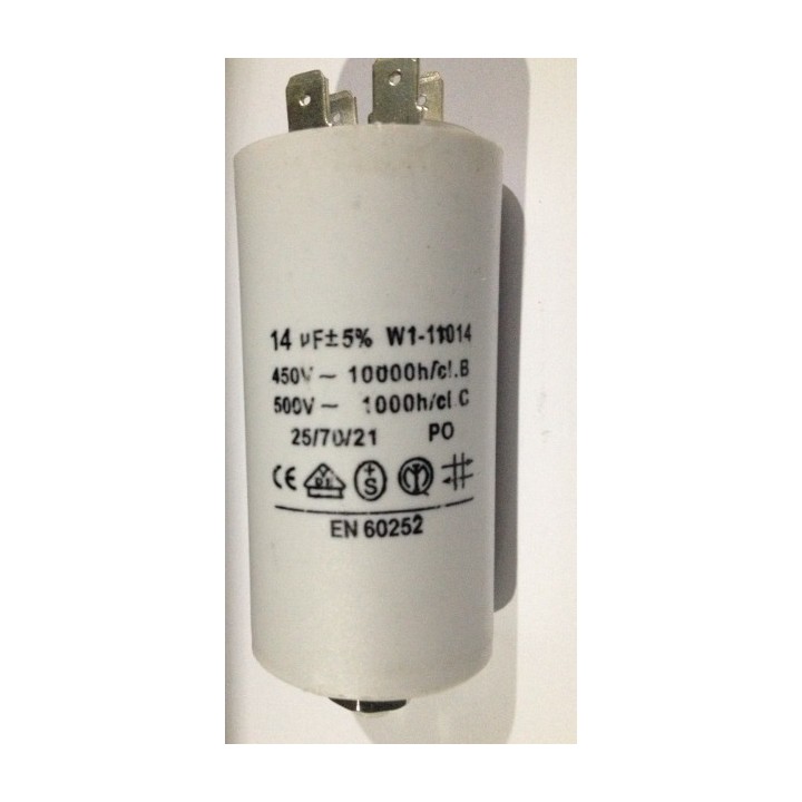 Condensatore 14 mf micro farad 450v 50 60 hz condensatore di avviamento motore universale con capocorda am w1 11014