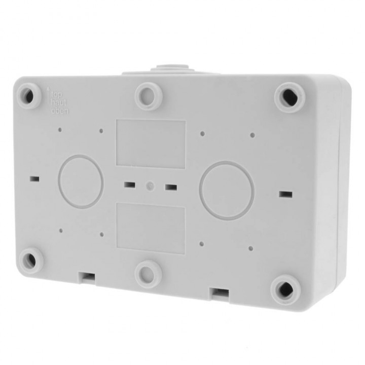 Wasserdichte Oberflächenbasis Schalter IP54 16A 250V mit 2 x Schalter und 1 x Schuko