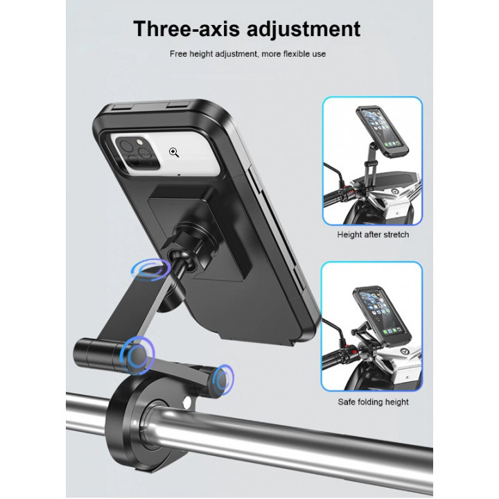 Universal cell phone holder for motorcycle GPS swivel 360 ° adjustable and waterproof