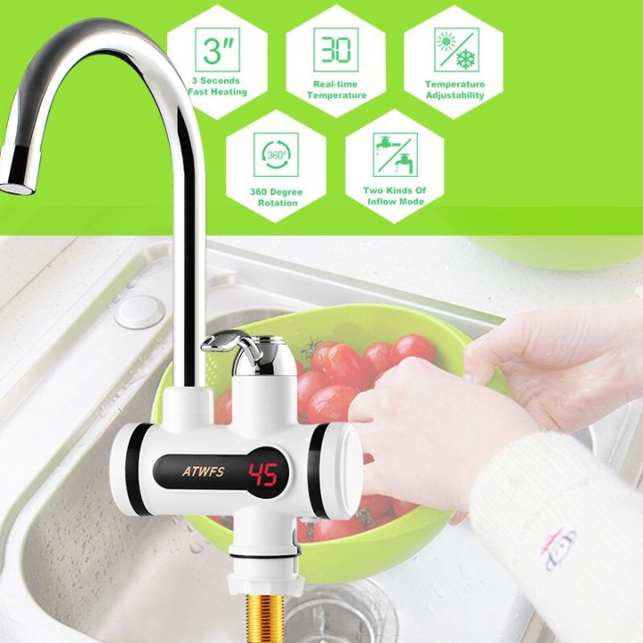Scaldabagno elettrico da cucina senza serbatoio LED 50hz ac220v 30-60°c 3kw