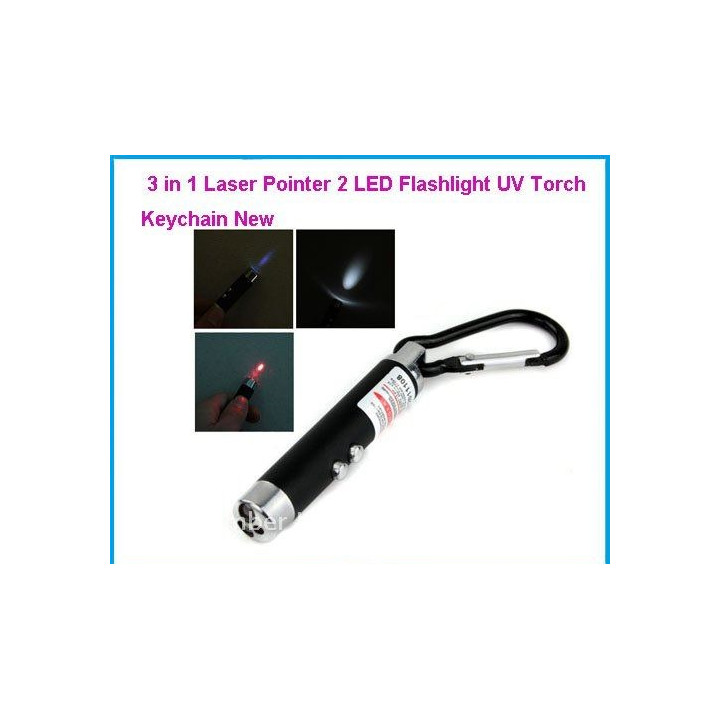 Laser pointer black 3 in 1 pocket uv lamp beam white light torch red 150m hama - 3