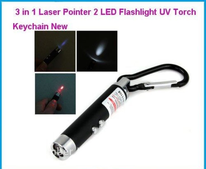 Laser pointer black 3 in 1 pocket uv lamp beam white light torch red 150m hama - 3