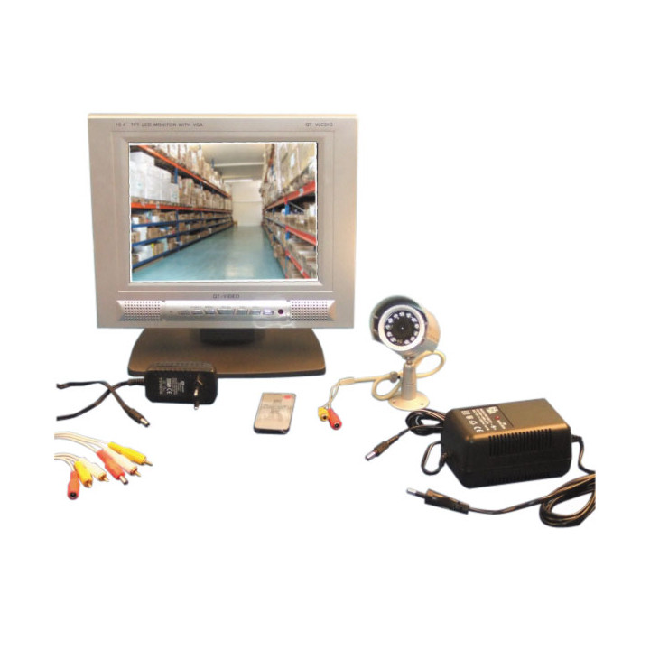 Pack camera color ir night day outside + monitor 18cm lcd tft + cable 20m.