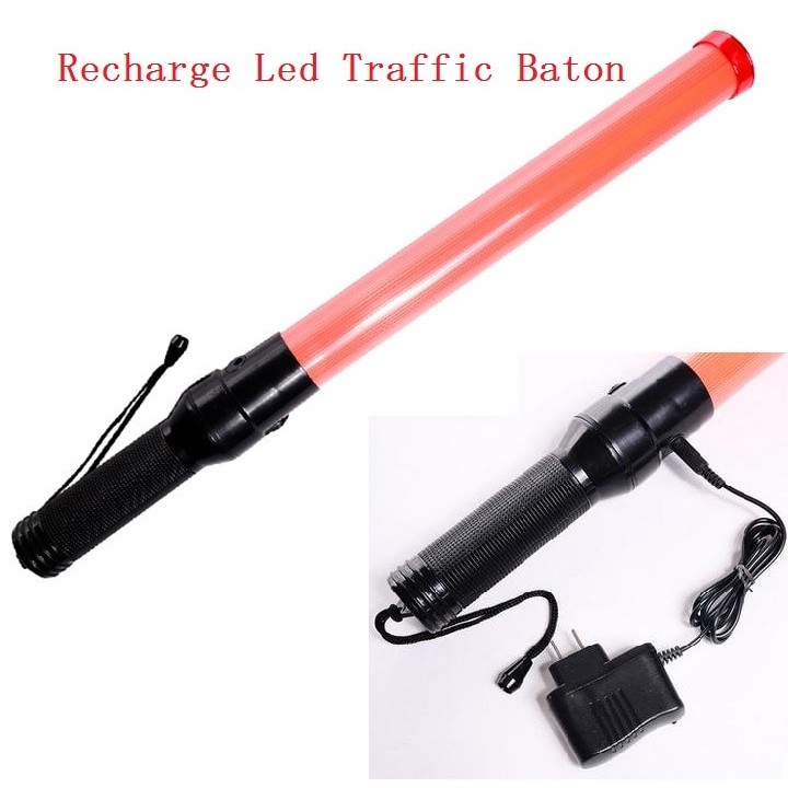 50 Baton linterna recargable roja del semáforo plano de señalización de carreteras coche policial jr  international - 12