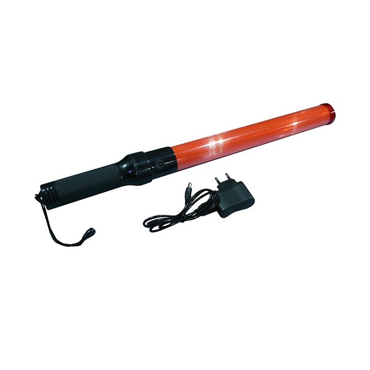 100 Baton rechargeable torch light red traffic signaling plane car road policing jr  international - 7