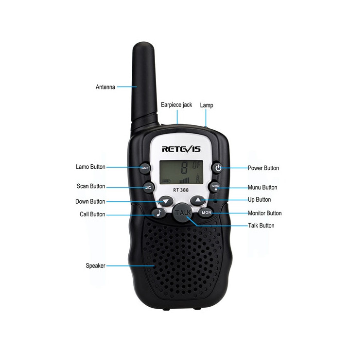 2 Talkie walkie 446mhz 8 canaux rt388 t388 bf-t3 VOX 8 Chaînes Radio Duplex UHF Proster retevis pm446