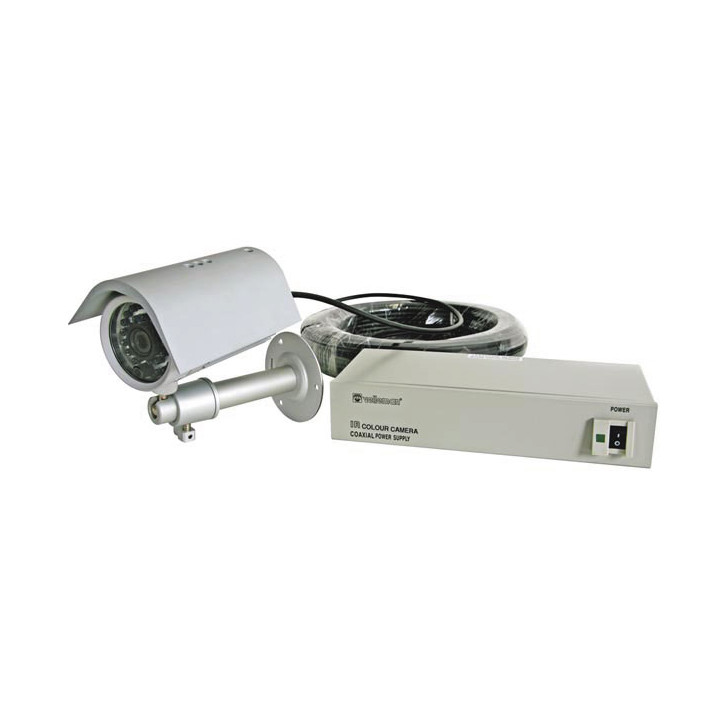 Waterproof 1 3'' ir colour ccd camera with b w night vision velleman - 1