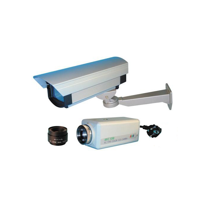 Kit camera videosorveglianza colore + video oggettivo 4mm + cofanetto protezione esterna jr international - 1