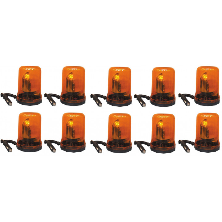 10 Beacon elettrico 12v 25w magnetico rotante faro luce gialla arancione 12vcc modello grande jr international - 1