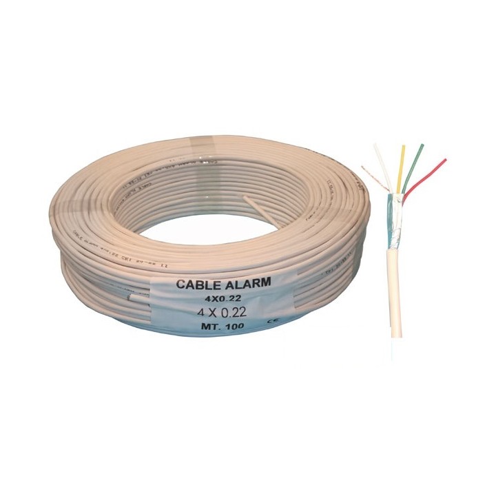 Sheathed flexible cable, 4x0.22 ø4mm, white, 100m phone cable fire alarm cable signal cable sheathed cable burglar alarm wire