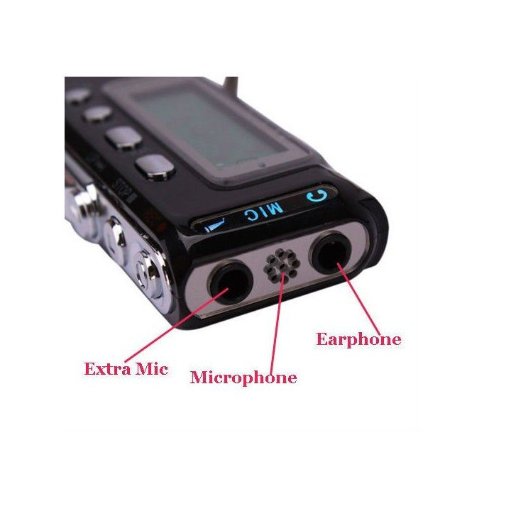 Digital voice recorder 4gb micro mp3 + analog + high quality recording phone option jr international - 1