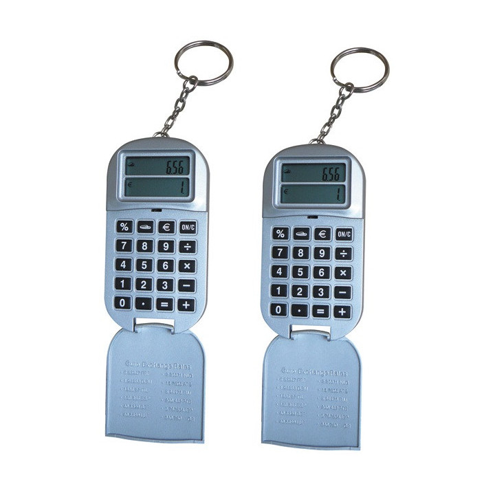 2 Calcolatrice portachiave con euroconvertitore + gettone per sbloccare carrello supermercato cen - 1