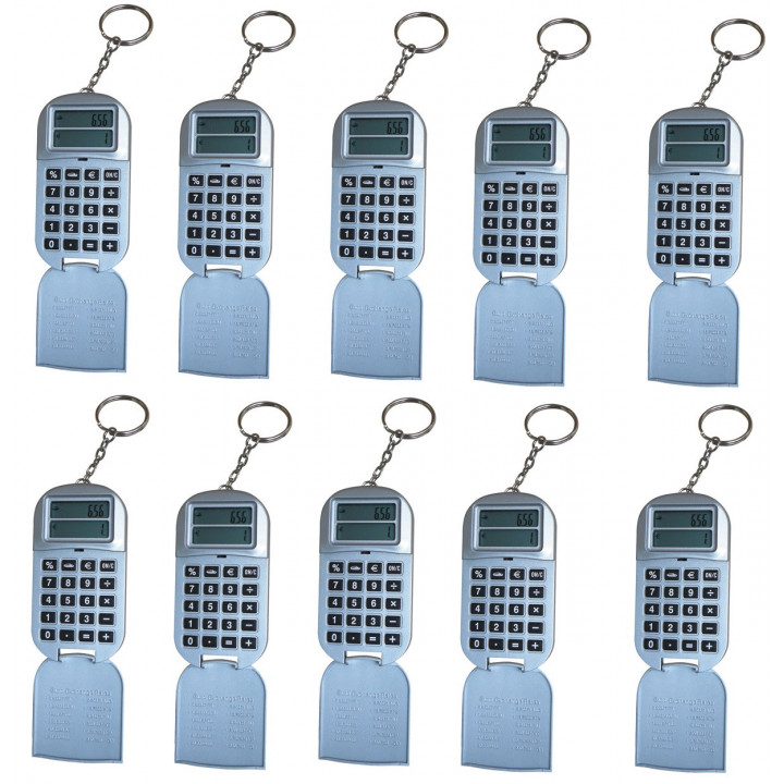 10 Calcolatrice portachiave con euroconvertitore + gettone per sbloccare carrello supermercato cen - 3