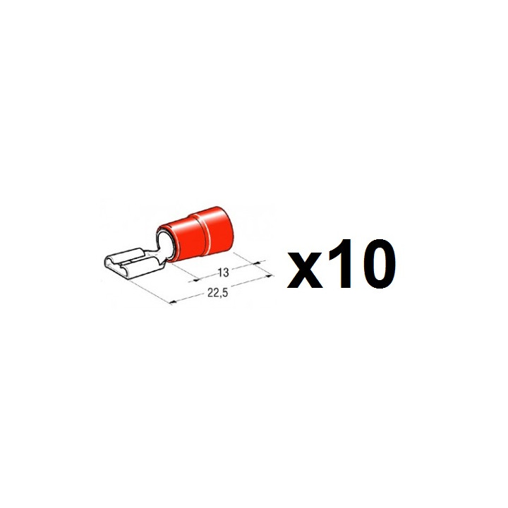 Lotto di 10 terminali femmina faston rosso 6.4mm 6,3 x0, 8mm coipo1563cg-r cen - 2