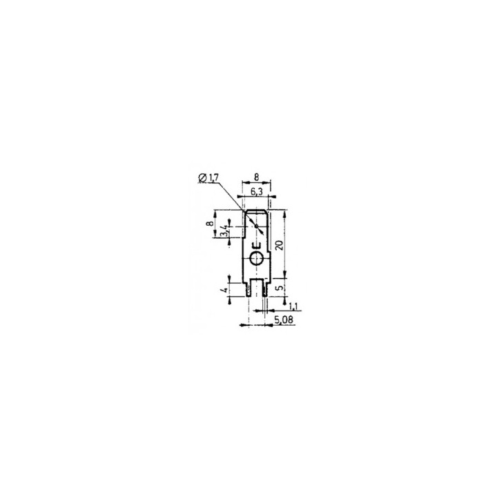 Set of 100 terminals 6.3 x 0.8 mm straight male cen - 1