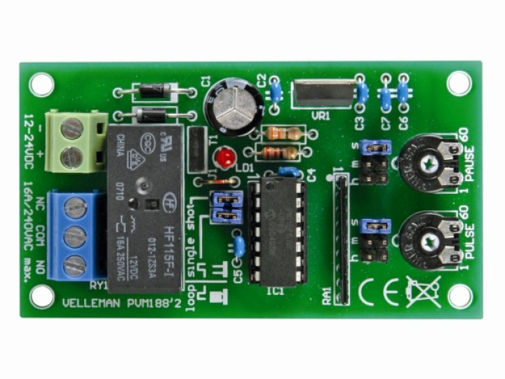 Pulse intervallo del timer 1 s ~ 24v dc 16 bis, relè 60h12v mk188 illuminazione timer lampeggiante velleman - 1