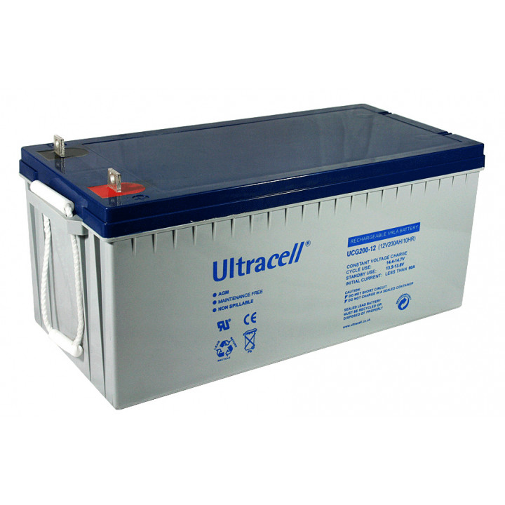2 X Bateria recargable 12v 200a 200ah ucg200 12 solar eolico plomo gel acumulador ultracell - 3