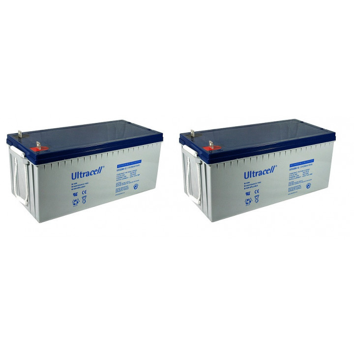 2 X Bateria recargable 12v 200a 200ah ucg200 12 solar eolico plomo gel acumulador ultracell - 1