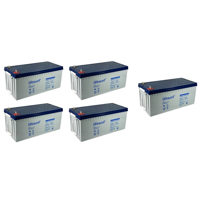 5 X Batteria ricaricabile 12v 200a 200ah ucg200 12 solare eolico accu piombo gel accumulatore ultracell - 1