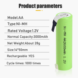 2600mah Ni-mh Rechargeable Battery Tab Welding Electric Shaver Philips Toothbrush Torch
