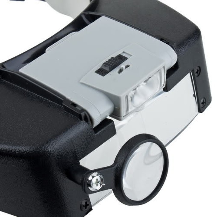 10 volte più lente di ingrandimento con illuminazione led head caschetto loupe magnifier w / tettuccio. jr international - 4