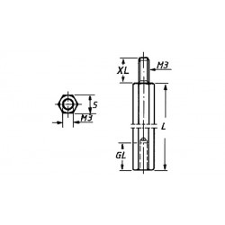 DISTANZBOLZEN METALL 30mm M3 - INNEN- UND AUßENGEWINDE