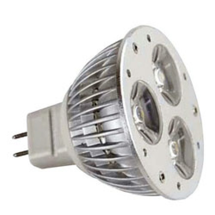 Base gu5.3 mr16 led lamp ø 50 x 53 mm 6-17vacdc 3x1w cool white 5400k 160 lumen ref: elev532bf-10 cen - 1