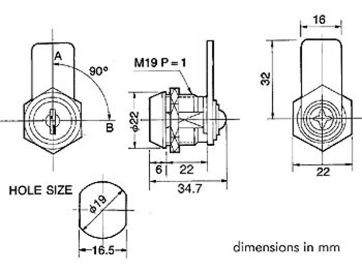 Lock-taste loch 19mm 22mm max 2 positionen on off schutzkabine schrank ref: ks10 velleman - 1