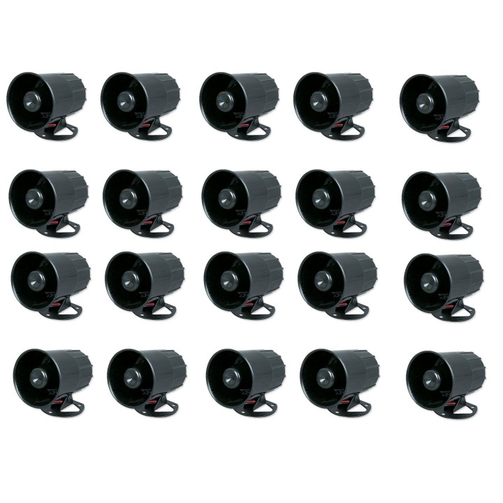 Sirena alarma 120db 12vcc 20w hermetica negra ms42a 6v 7v 8v 9v 10v 11v 12v