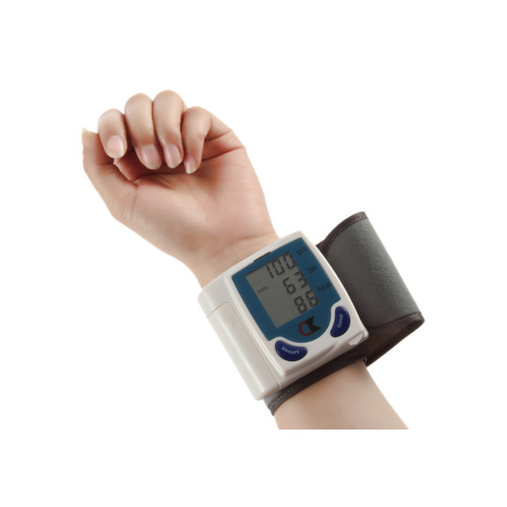 Portable digital home polso monitor di pressione sanguigna orologio senser, beat cardiofrequenzimetro, display lcd 60memories. j