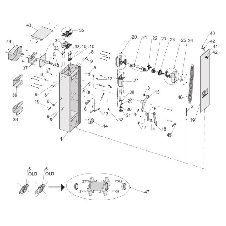 ALBER.RINVIO Z44 M.1.5-Z9 M.2 PER B1 pour barriere levante MODELE TAU CITY-800