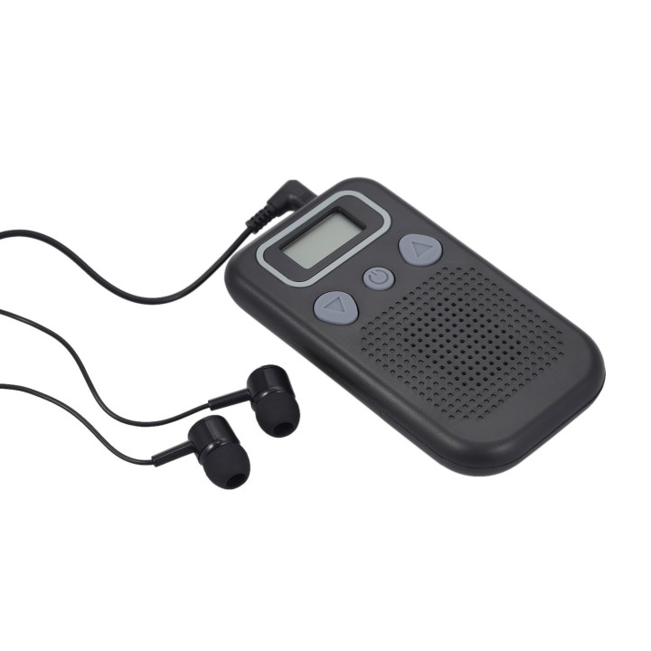 Amplificatore sonoro remoto uditivo digitale ascolto discreto 2 auricolari