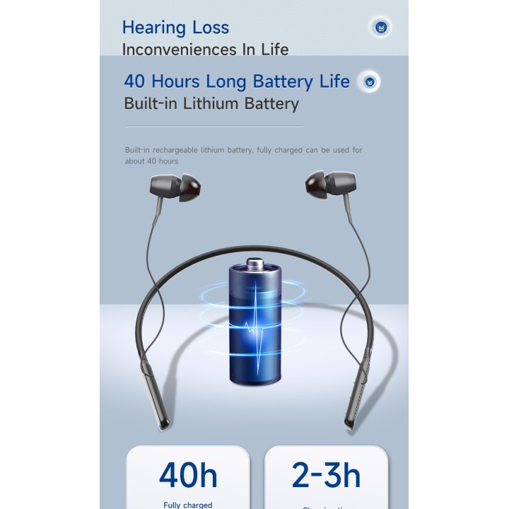 Amplificateur de son auditif réglable prothèse auditive rechargeable 2 oreillettes surdité