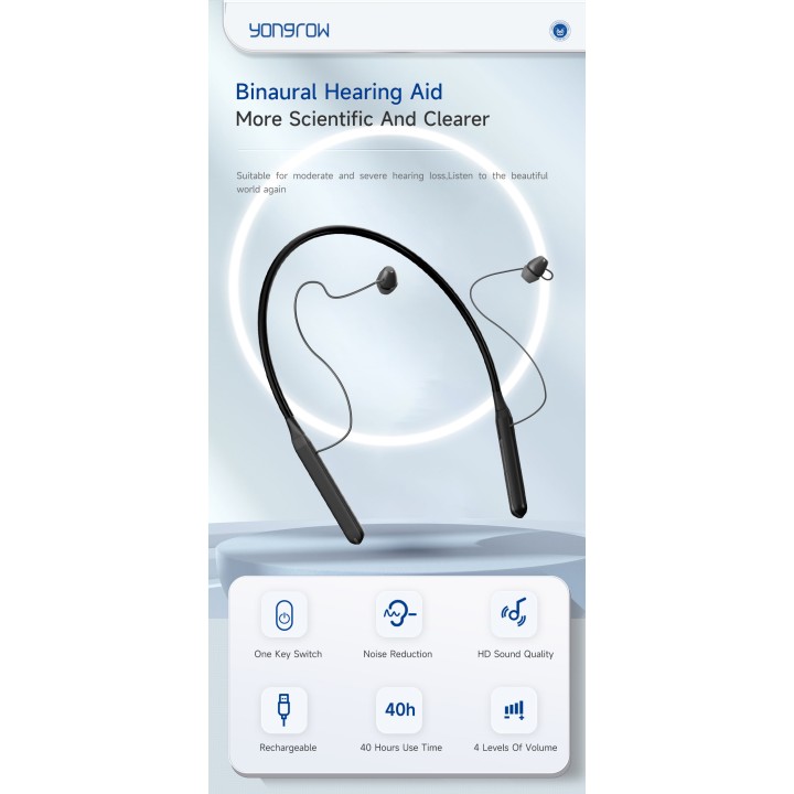 Audición ajustable Amplificador de sonido Audífono recargable 2 Auriculares Sordera