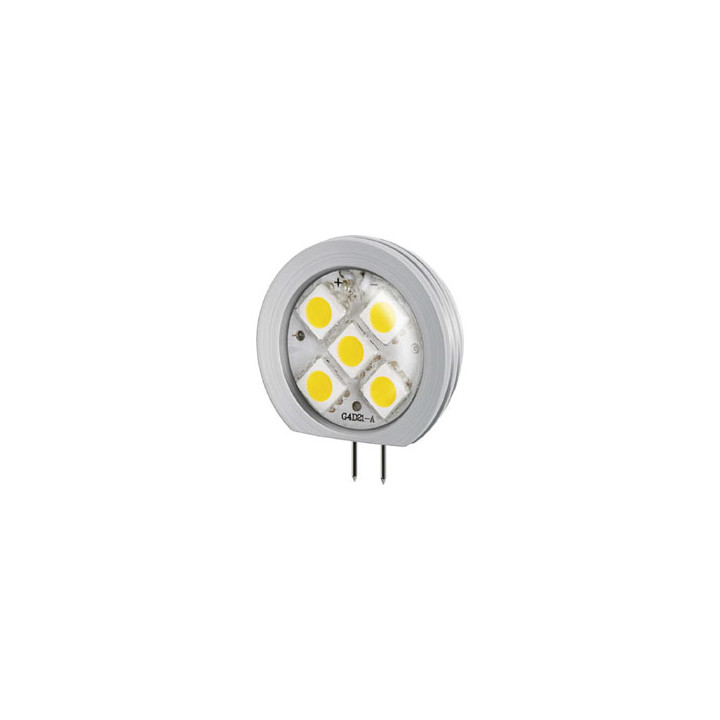 Aluminum lamp h.q. smd led g4 base lateral 18vacdc 2w 10-130 lm 6400 ° k ø 28 x 11.5mm ref: elev30472g4 cen - 1
